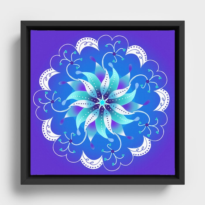 Galactic Bloom Mandala Framed Canvas