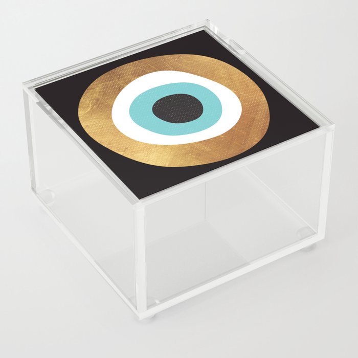 Gold Evil Eye 70s Bohemian Lucky Charm Nazar  Acrylic Box