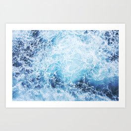 Foamy Art Print | Travel, Wave, Digital, Deepblue, Wanderlust, Beach, Deepbluesea, Aerial, Color, Sea 