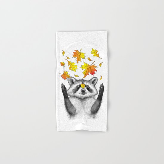 autumn raccoon Hand & Bath Towel