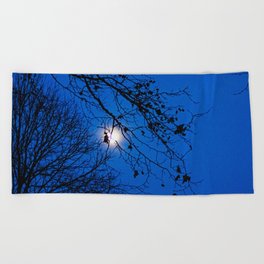 Winter Bare Trees Branches Night Moon Beach Towel