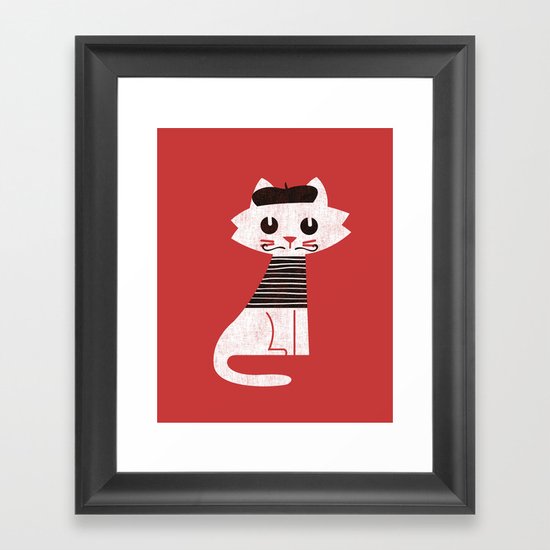Mark the cat goes to Paris Framed Art Print