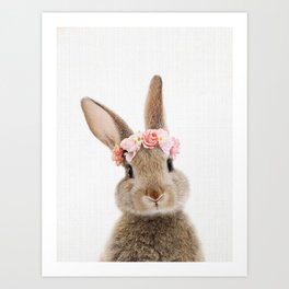 Rabbit with Flower Crown Art Print