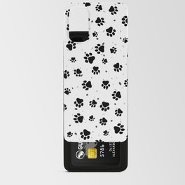 Abstract black and white paw print pattern with dots Android Card Case