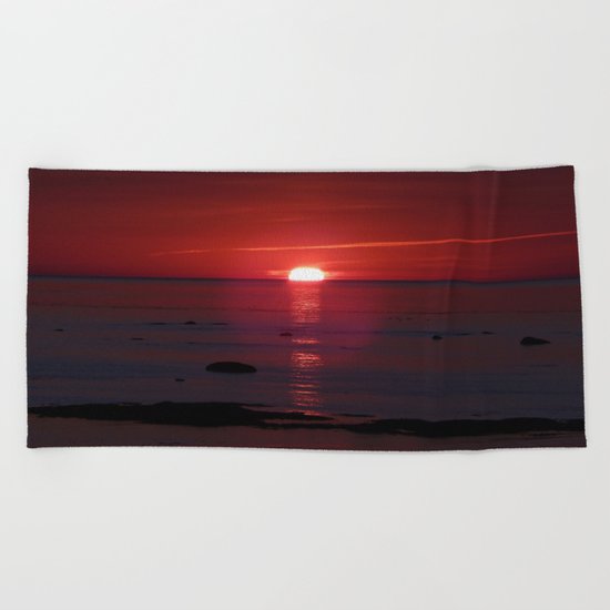 Red Skies Before Dusk Beach Towel
