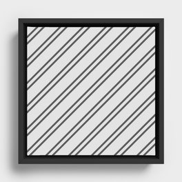 Dark Grey Diagonal lines pattern Framed Canvas