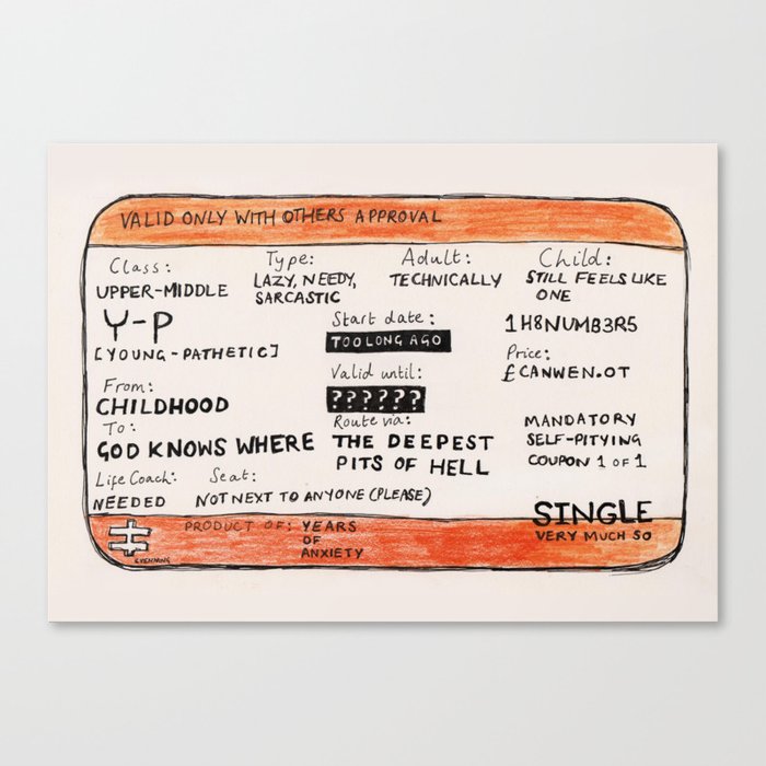 Life Crisis in a Train Ticket Canvas Print