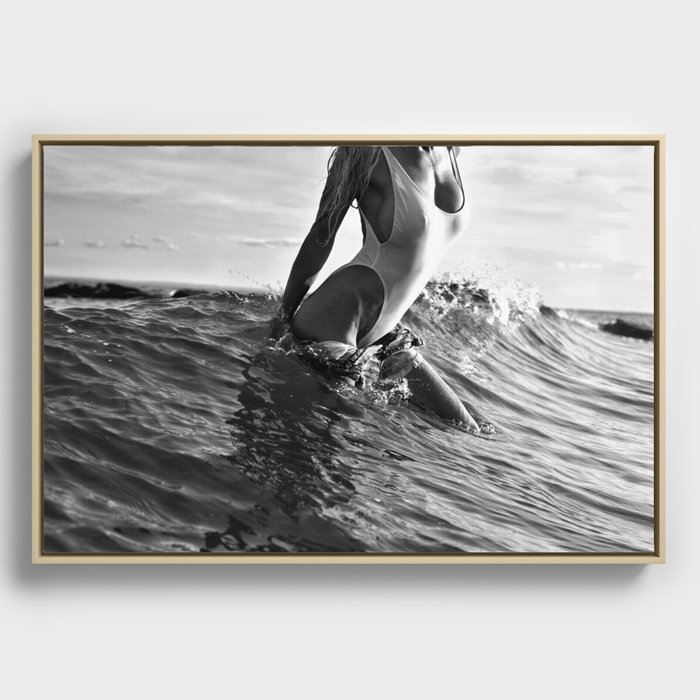Essenburg Pre Drawn Canvas Beach Lady Small 8x10 DIY Paint Stretched Canvas on Wooden Frame Line Art Drawing Canvas Only, White