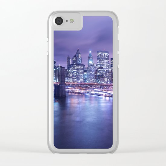 New York City Night Lights : Periwinkle Blue Clear iPhone Case
