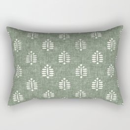 block print palm on sage Rectangular Pillow