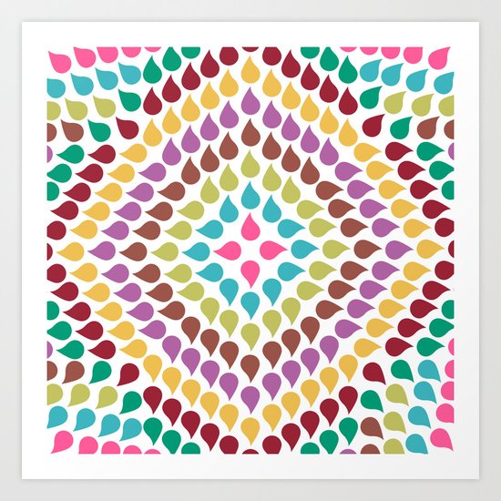 Seamless Colorful Raindrops IV Art Print