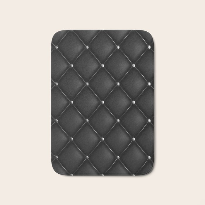 Black Quilted Leather Bath Mat by SEAFOAM12 Society6