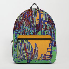 MEXICAN SUNS Backpack | Green, Vibratingcolors, Landscape, Yellow, Expressionism, Red, Pop Art, Painting 