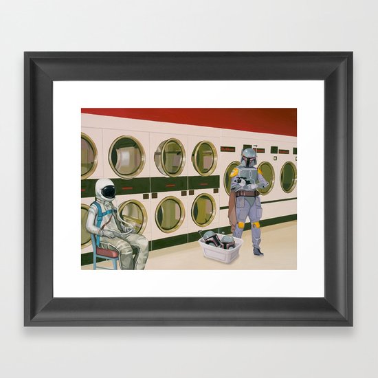 In the Laundromat with Boba Fett Framed Art Print