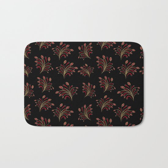 Golden red ornament seamless pattern Bath Mat