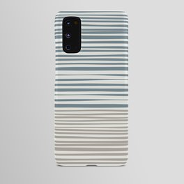 Natural Stripes Modern Minimalist Colour Block Pattern in Neutral Blue Grey and Taupe  Android Case
