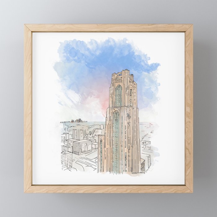 Cathedral of Learning Framed Mini Art Print