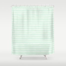 Pastel Mint and White Spring Stripes Shower Curtain