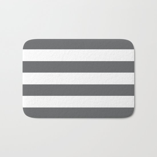 Simply Striped in Storm Gray and White Bath Mat