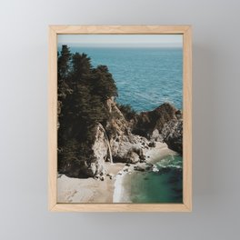 Big Sur Waterfall Onto Beach Framed Mini Art Print