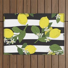 Mediterranean Summer Lemons Pattern Outdoor Rug