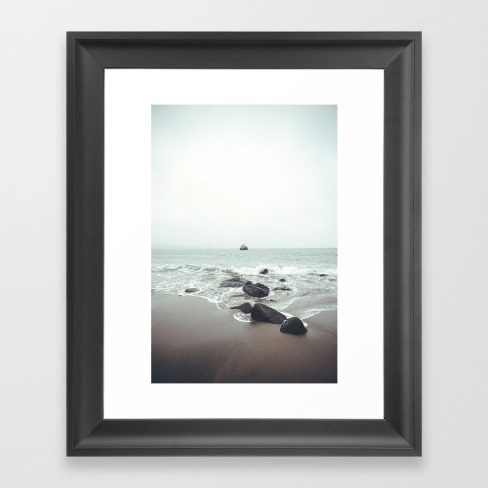 Coastal Waves Beach Ocean Sea Vintage Landscape Photography Framed Art Print