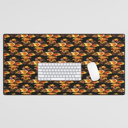 Christian Cross of Autumnal Leaves Repeat Pattern Desk Mat