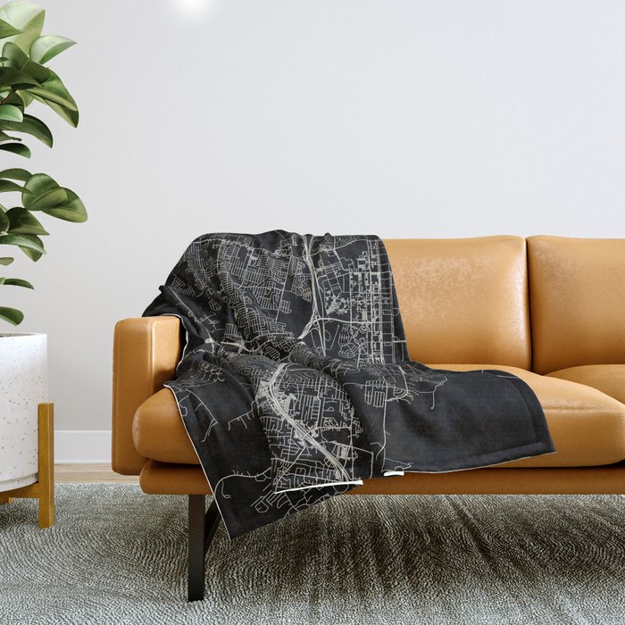 Killeen, Texas - black and white city map Throw Blanket