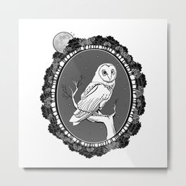 Night Owl Oval Metal Print