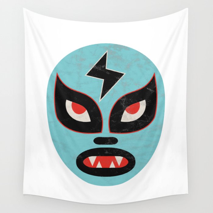 Noodle Luchadore Mask (Distressed) Wall Tapestry