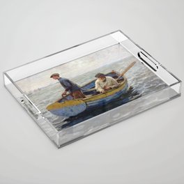 Fisherman vintage painting Acrylic Tray