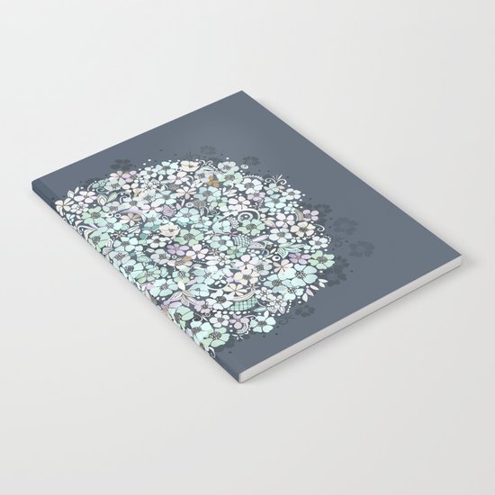 Flower Circle, mist blue Notebook