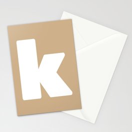 k (White & Tan Letter) Stationery Card