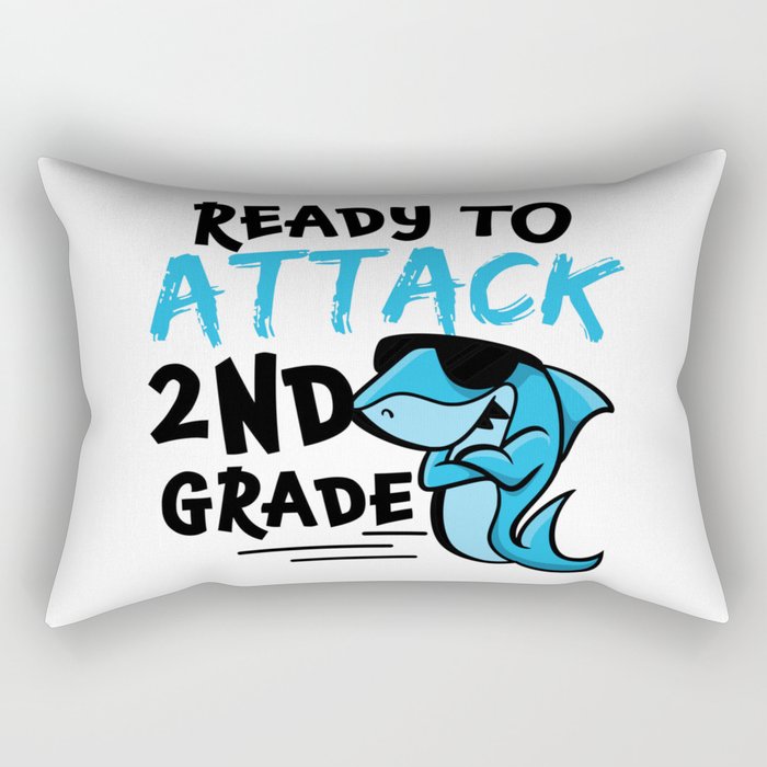 Ready To Attack 2nd Grade Shark Rectangular Pillow