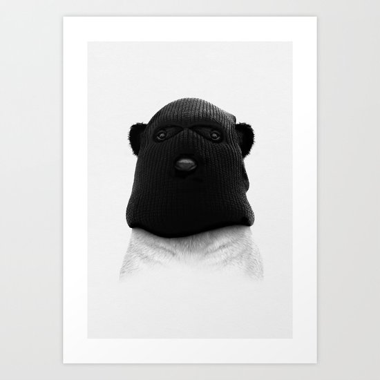 Panda Wearing Balaclava Art Print