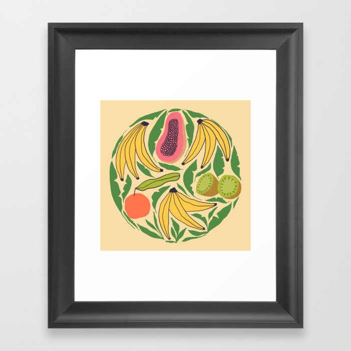 Tropical Fruits and Banana Leaves Framed Art Print