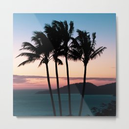 Tropical palm trees swaying in the breeze at sunset on Hamilton Island Metal Print