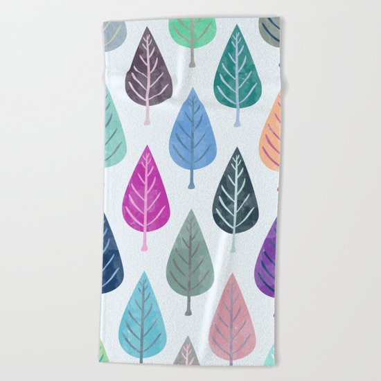 Watercolor Forest Pattern III Beach Towel