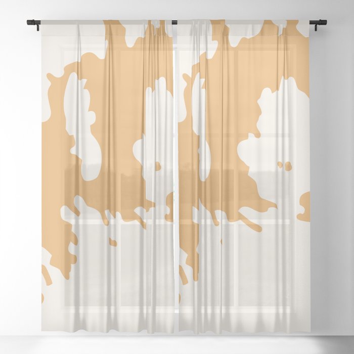 Rustic Cowhide in Retro Tan + Yellow Sheer Curtain