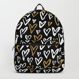 Black White and Gold Hearts Backpack