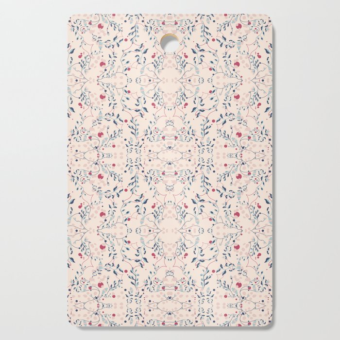 Botanical spring pattern with red dots Cutting Board