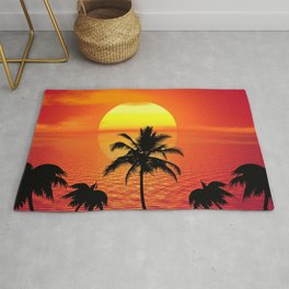 sunset on palm island Area & Throw Rug