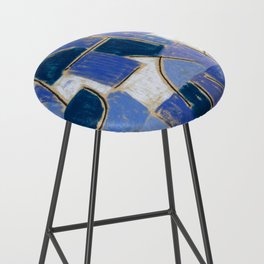 Bauhaus Paul Klee Blue Night Painting Abstract Mid century modern Geometry  Bar Stool