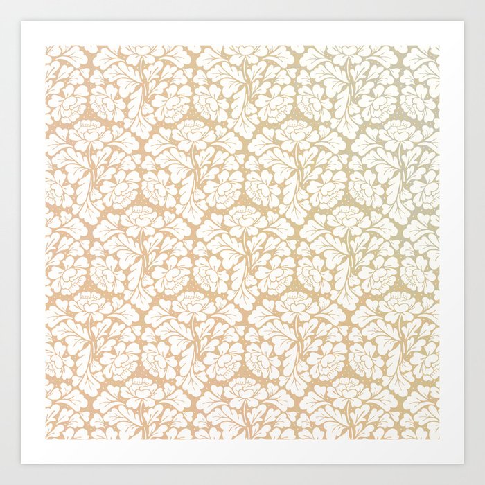William morris pattern in gold Art Print