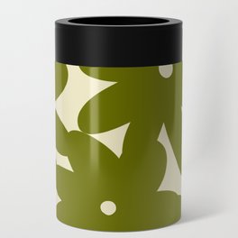 Retro 70s Bold Flowers Pattern Green Can Cooler