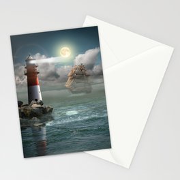 Lighthouse Under Back Light Stationery Card