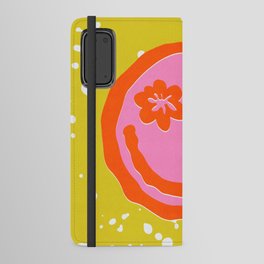 Wavy Smiley Face With Retro Flower Eyes Android Wallet Case