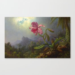 Two Hummingbirds with an Orchid, 1875 by Martin Johnson Heade Canvas Print