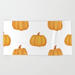 Watercolor Pumpkin Seamless Pattern Beach Towel