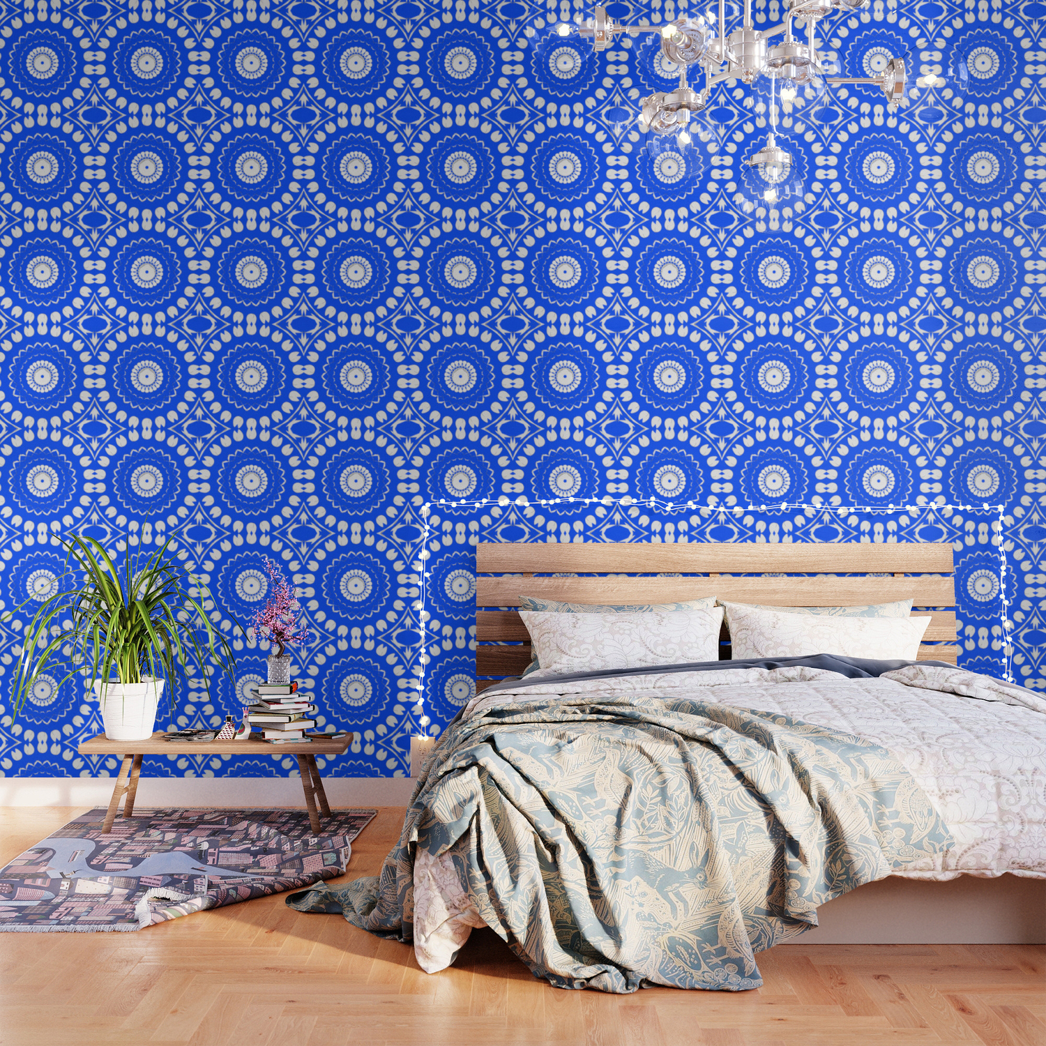 Greek Blue White Mosaic Wallpaper By Willowandtides Society6